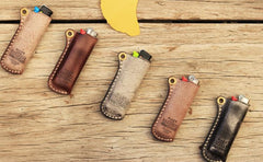 Leather Bic Lighter Case Leather Cricket Lighter Holder with strap Leather Lighter Covers For Men