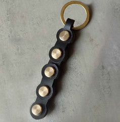 Leather Chain Brass Keychains Key Holders Handmade Leather Brass Key Ring for Men