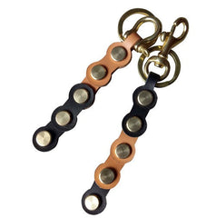 Leather Chain Brass Keychains Key Holders Handmade Leather Brass Key Ring for Men