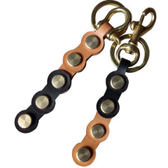 Leather Chain Brass Keychains Key Holders Handmade Leather Brass Key Ring for Men