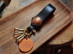 Black Leather Keyrings With Belt Loop Handmade KeyChain Key Holders Key Chain Key Ring for Men