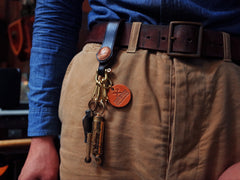 Leather Keyrings With Belt Loop Handmade KeyChain Key Holders Key Chain Key Ring for Men