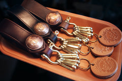 Leather Keyrings With Belt Loop Handmade KeyChain Key Holders Key Chain Key Ring for Men