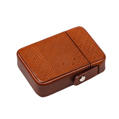 Classic Leather Mens 20pcs Cigarette Case With Ligher Holder Brown Stamped Cigarette Case for Men