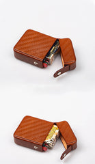Classic Leather Mens 20pcs Cigarette Cases With Ligher Holder Brown Stamped Cigarette Case for Men