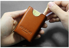 Yellow Leather Mens Soft Pack Cigarette Holder Case Hard Pack Cigarette Case for Men