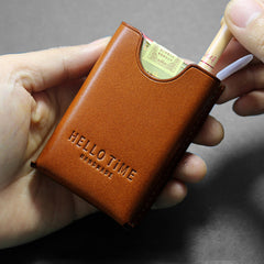 Yellow Leather Mens Soft Pack Cigarette Holder Case Hard Pack Cigarette Case for Men