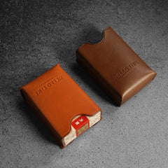 Black Leather Mens Soft Pack Cigarette Holder Case Hard Pack Cigarette Case for Men