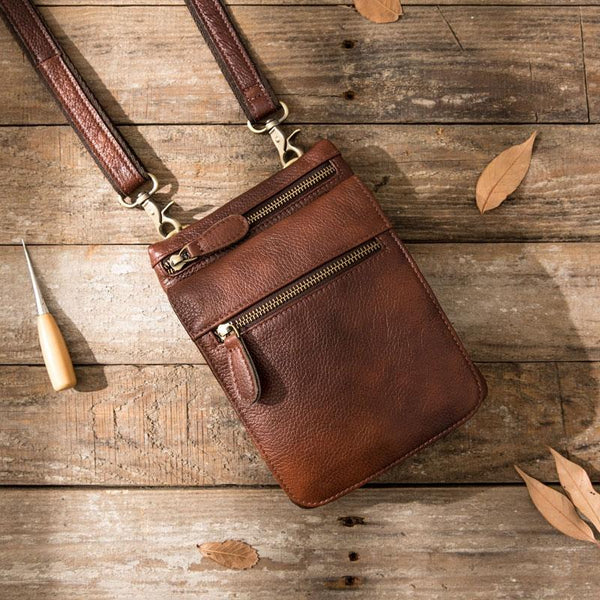 Leather Belt Pouch Belt Cases Mens Waist Bag Shoulder Bag for Men