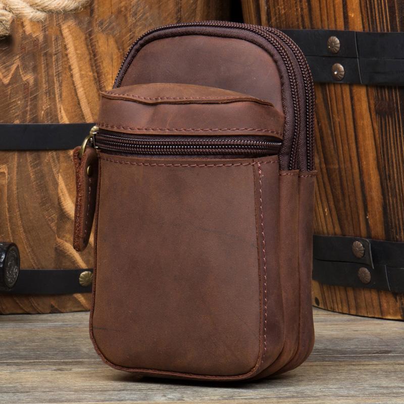 Leather Belt Pouch Mens Small Cases Waist Small Bag for Men