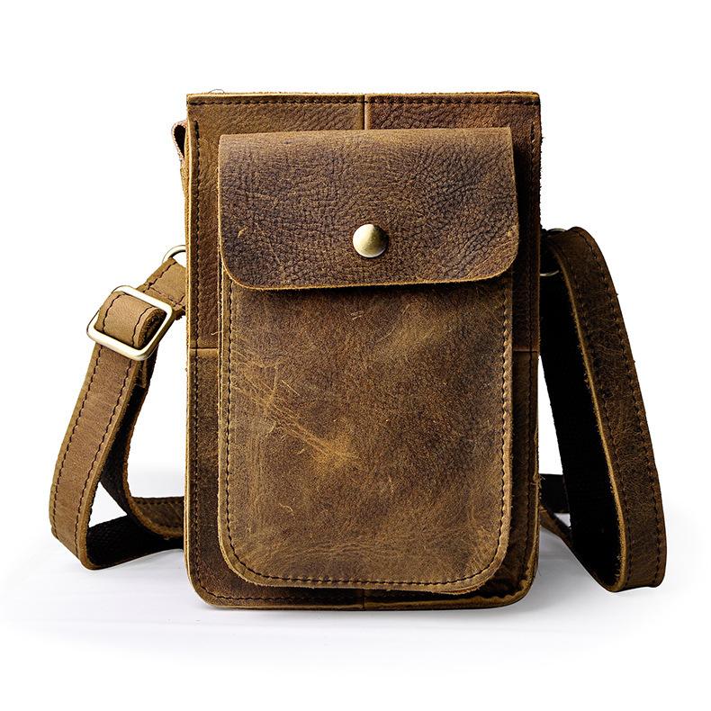 Cool Mens Leather Belt Pouch Cell Phone Holster Waist Bag BELT BAG For Men