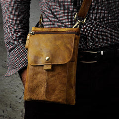 Leather Mens Belt Pouch Cell Phone Holster Waist BAG Shoulder Bags For Men