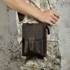 Vintage Leather Mens Belt Pouch Waist Bags BELT BAG Small Shoulder Bag For Men