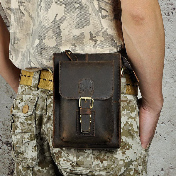 Vintage Leather Mens Belt Pouch Waist Bags BELT BAG Small Shoulder Bag For Men