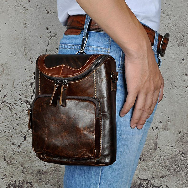 Vintage Leather Belt Pouch for Men Waist Bags BELT BAG Shoulder Bag For Men