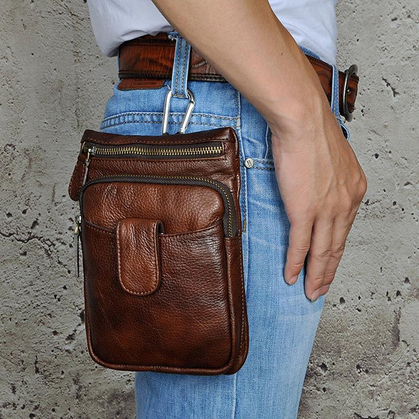 Cool Leather Mens Belt Pouch Waist Bag BELT BAG Small Side Bag For Men