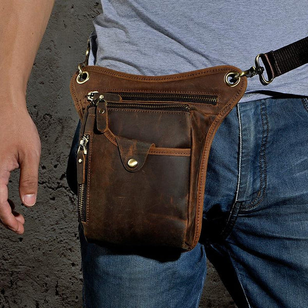 Cool Leather Mens Belt Pouch Phone Waist Bag BELT BAG Small Side Bag For Men