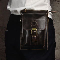 Mens Small Leather Belt Pouch Waist Bag BELT BAG Small Brown Side Bag For Men