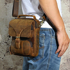 Small Leather Handbag Belt Pouch Waist Bag Small Vertical Side Bag For Men