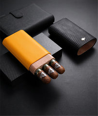 Cool Leather&Cedar Mens 3pcs Cigar Case With Humidor Leather Cigar Case for Men