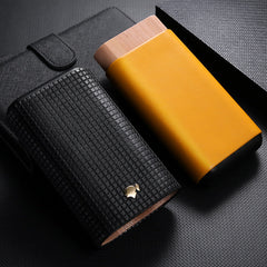 Cool Leather&Cedar Mens 3pcs Cigar Case With Humidor Leather Cigar Case for Men