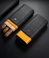 Cool Leather&Cedar Mens 3pcs Cigar Case With Humidor Leather Cigar Case for Men