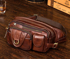 Leather Fanny Pack Mens Waist Bag Hip Pack Belt Bag Bumbag for Men