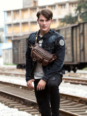 Leather Fanny Pack Mens Waist Bag Hip Pack Belt Bag Bumbag for Men