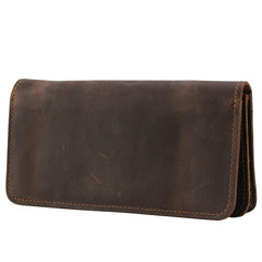 Cool Mens Coffee Leather Long Wallet Vintage Bifold Long Wallet for Men