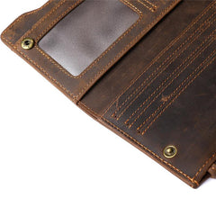 Leather Long wallet for Men Wallet Vintage Zipper Bifold Long Wallet for Men