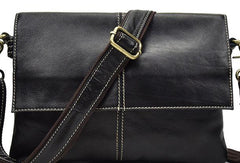 Cool Black Leather Mens Small Side Bag Messenger Bag Shoulder Bag for Men