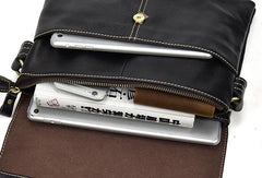 Cool Black Leather Mens Small Side Bag Messenger Bag Shoulder Bag for Men