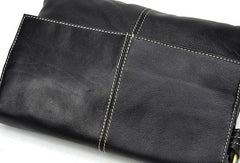 Cool Black Leather Mens Small Side Bag Messenger Bag Shoulder Bag for Men