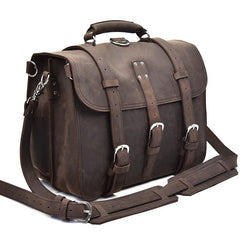 Vintage Leather Men Large Briefcase Overnight Bag Travel Bag Messenger Bag For Men