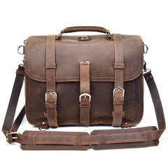Vintage Leather Men Large Briefcase Overnight Bag Travel Bag Messenger Bag For Men