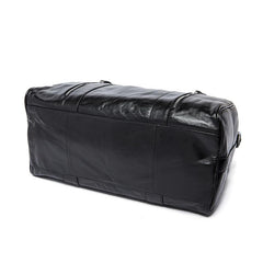 Leather Men Black Large Travel Bag Overnight Bag Weekender Bag For Men