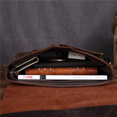 Leather Vintage Mens Briefcase 12inch Laptop Briefcase Professional Handbag For Men