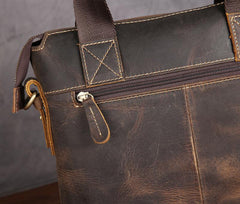 Vintage Leather Men Vertical Briefcases Small Brown Professional Handbag Briefcase For Men