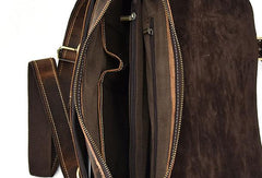 Leather Mens Vintage Coffee Side Bag Messenger Bag Shoulder Bag for Men
