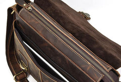 Leather Mens Vintage Coffee Side Bag Messenger Bag Shoulder Bag for Men