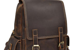 Leather Mens Cool Backpack Large Coffee Travel Backpack 13inch Laptop Backpack For Men