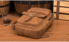 Leather Mens Cool Sling Bag Crossbody Bag Chest Bag for men