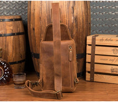 Leather Mens Cool Sling Bag Crossbody Bag Chest Bag for men
