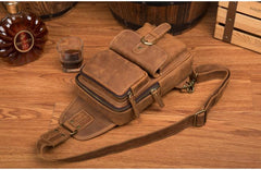 Leather Mens Cool Sling Bag Crossbody Bag Chest Bag for men