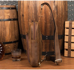 Leather Mens Cool Sling Bag Crossbody Bag Chest Bag for men