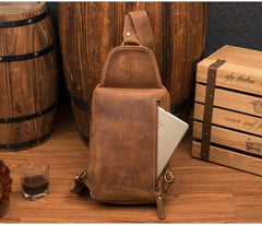 Leather Mens Cool Sling Bag Crossbody Bag Chest Bag for men