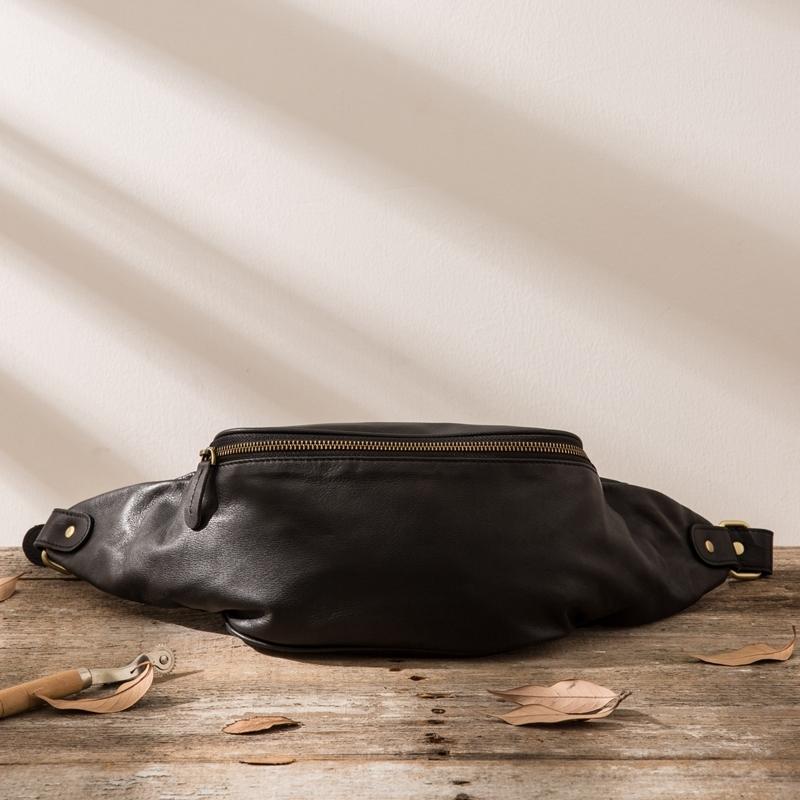 Leather Mens Fanny Pack Mens Waist Bag Black Hip Packs Belt Bags For M –  iwalletsmen