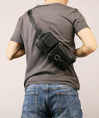 Leather Mens FANNY PACK MENS WAIST BAG HIP PACK BELT BAG FOR MEN