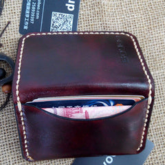 Leather Mens Slim Front Pocket Bifold Small Wallets Card Wallet for Men