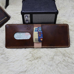 Leather Mens Slim Front Pocket Bifold Small Wallets License Wallet for Men